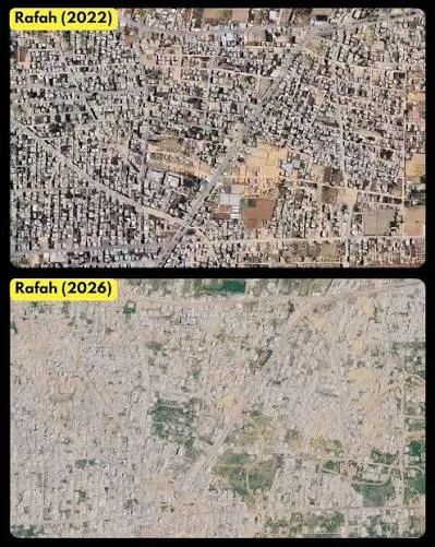 Annihilation of Rafah in Gaza by Israel, from the air