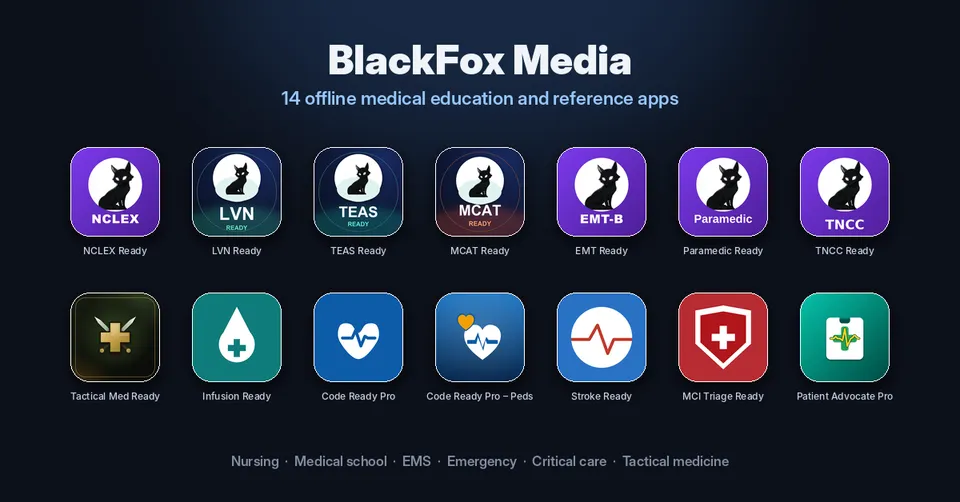 BlackFox Media's 14 offline medical education and reference apps