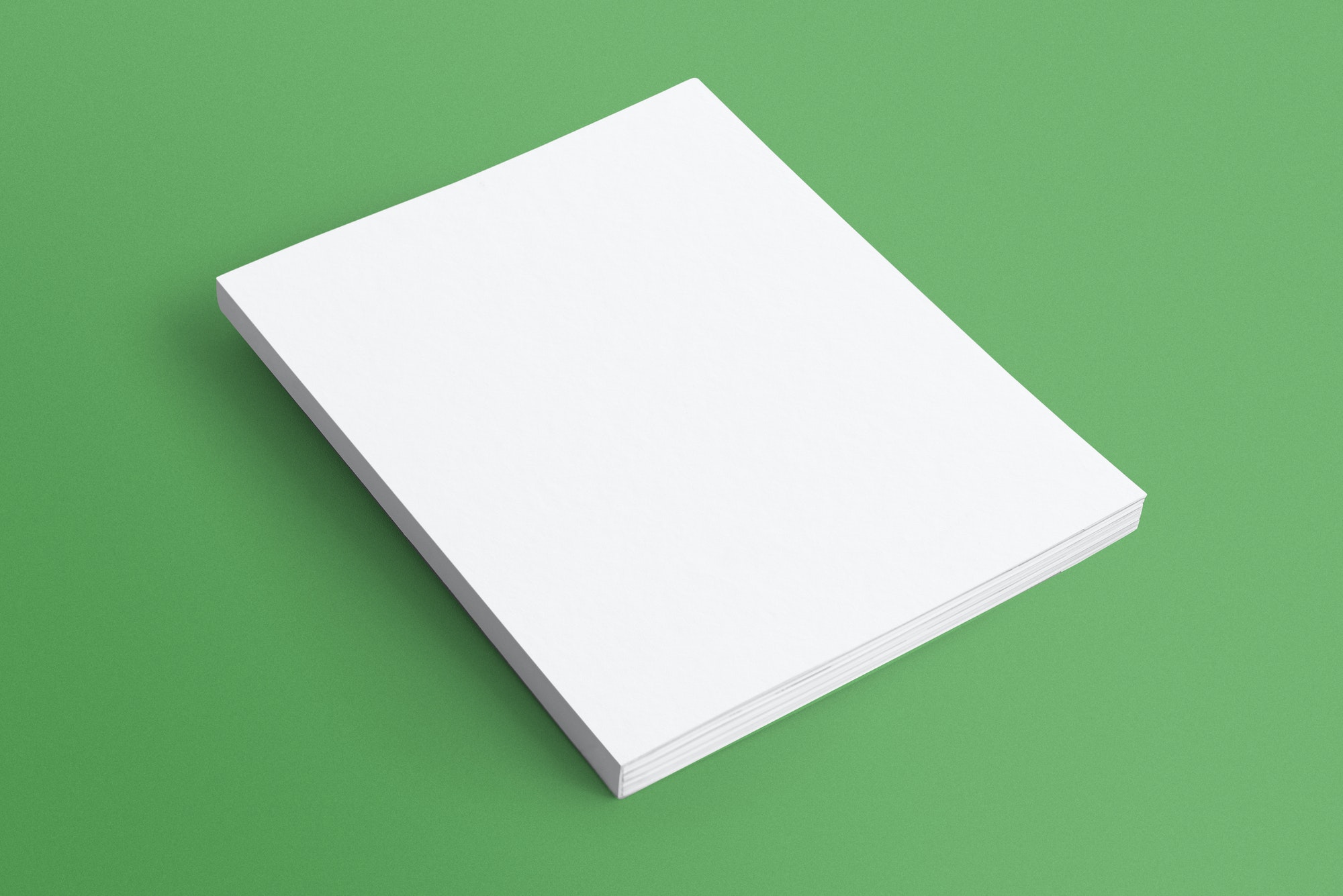 Blank book on green background