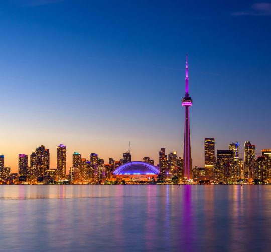 Toronto city skyline at night, Ontario, Canada