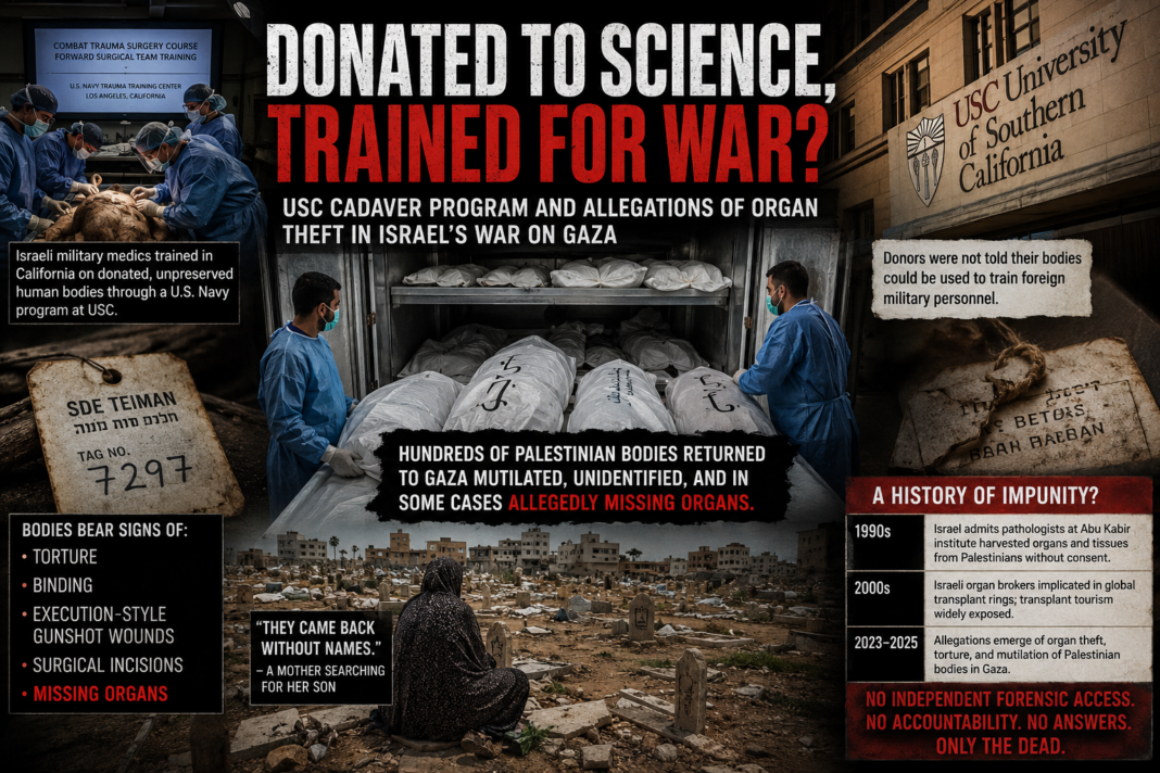 Donated to Science, Trained for War: USC Cadaver Program Raises Dark Questions Over Israeli Military Medicine and Palestinian Bodies Donated to Science, Trained for War: USC Cadaver Program Raises Dark Questions Over Israeli Military Medicine and Palestinian Bodies